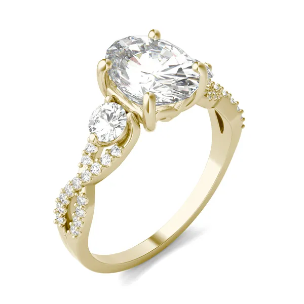 Oval Twisted Accented Three-Stone Engagement Ring