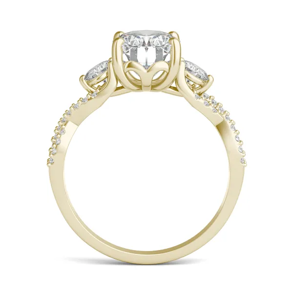 Oval Twisted Accented Three-Stone Engagement Ring