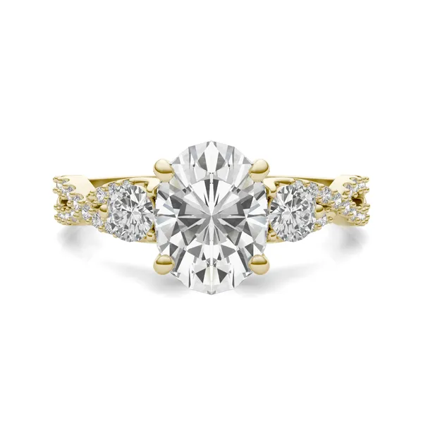 Oval Twisted Accented Three-Stone Engagement Ring