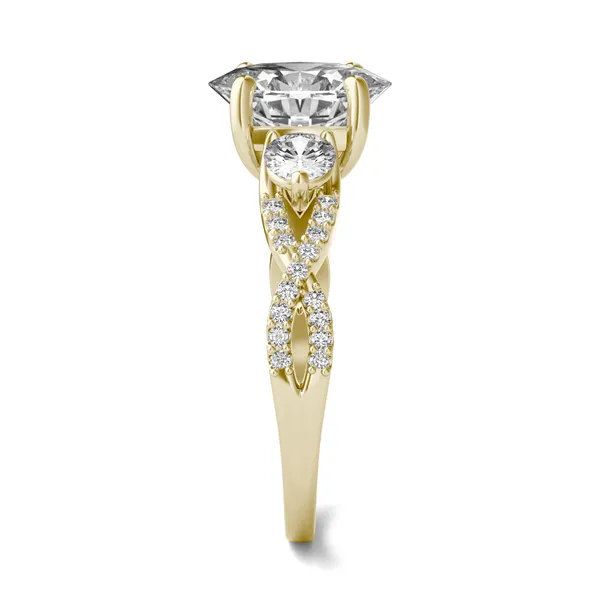 Oval Twisted Accented Three-Stone Engagement Ring