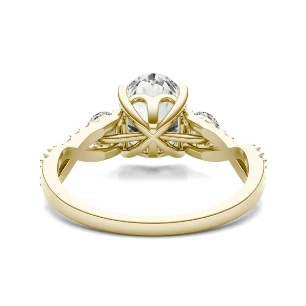 Oval Twisted Accented Three-Stone Engagement Ring