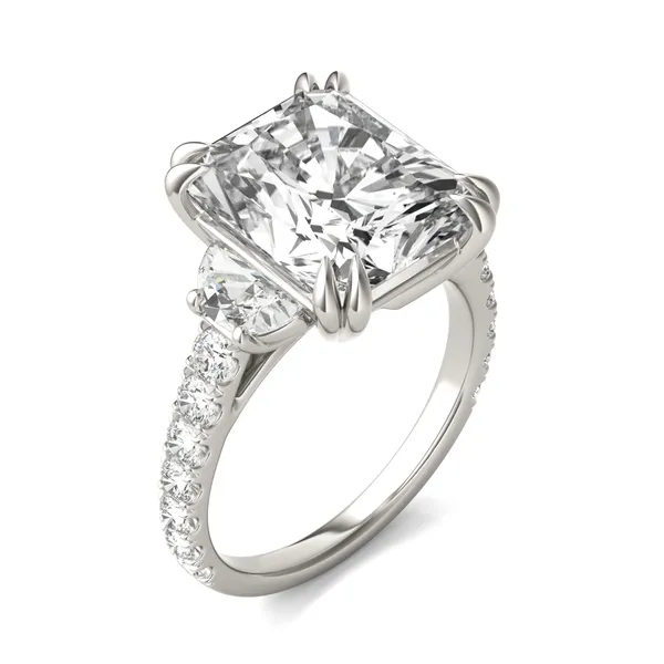 Radiant Solstice Accented Three-Stone Exotic Engagement Ring