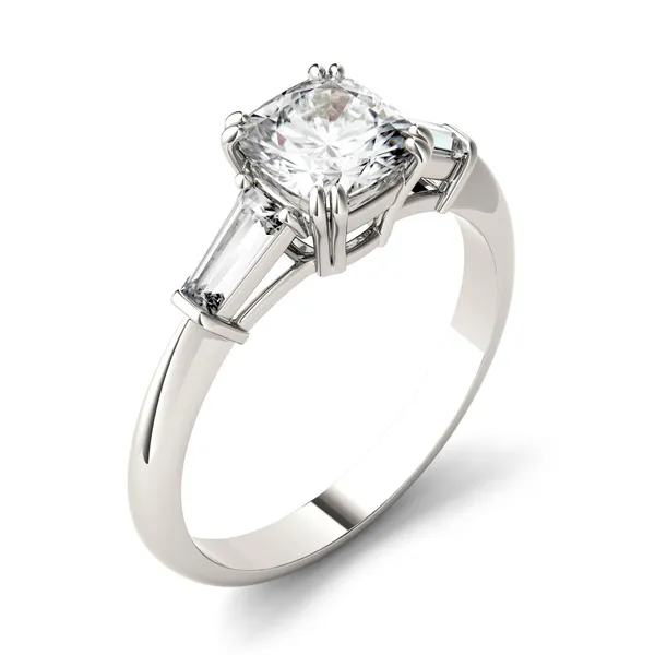 Cushion Isolde Three-Stone Engagement Ring