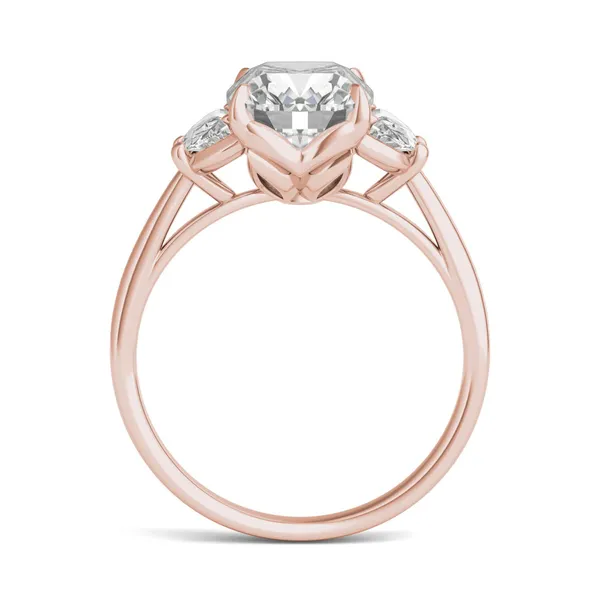 Elongated Cushion Signature Half Moon Three-Stone Engagement Ring