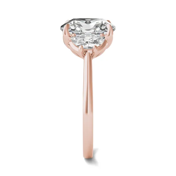 Elongated Cushion Signature Half Moon Three-Stone Engagement Ring