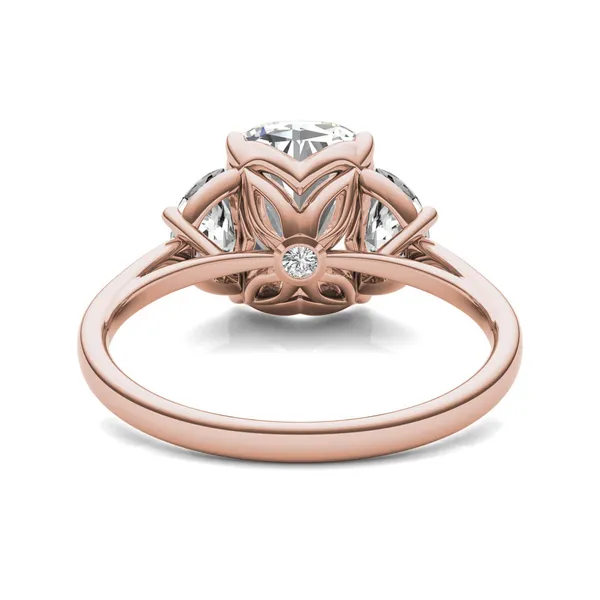 Elongated Cushion Signature Half Moon Three-Stone Engagement Ring