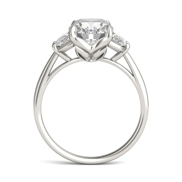 Elongated Cushion Signature Half Moon Three-Stone Engagement Ring