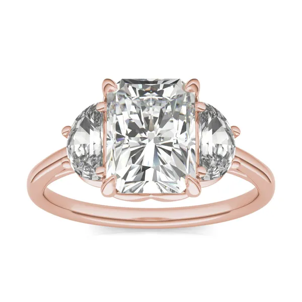 Radiant Signature Half Moon Three-Stone Engagement Ring