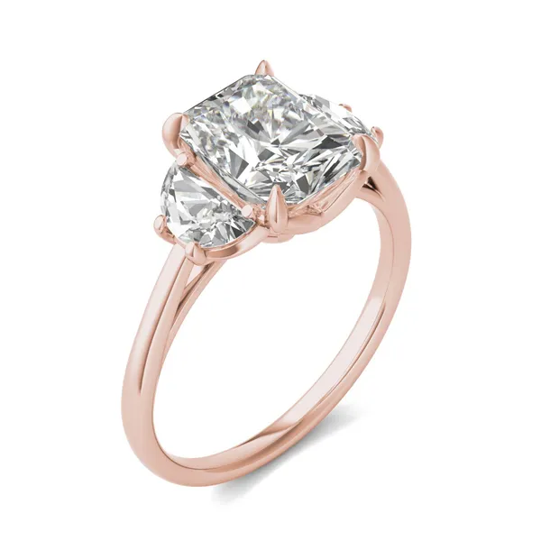 Radiant Signature Half Moon Three-Stone Engagement Ring