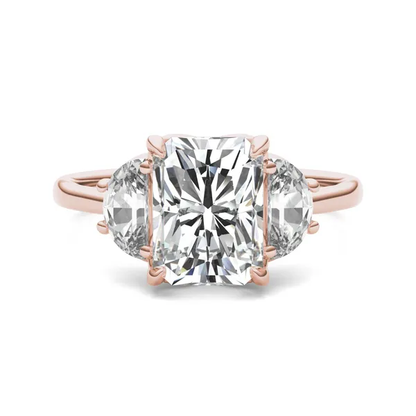 Radiant Signature Half Moon Three-Stone Engagement Ring