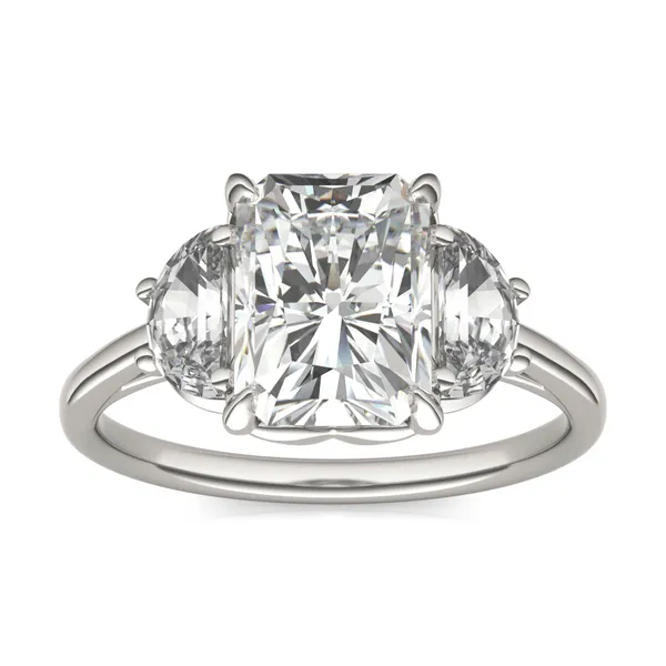 Radiant Signature Half Moon Three-Stone Engagement Ring