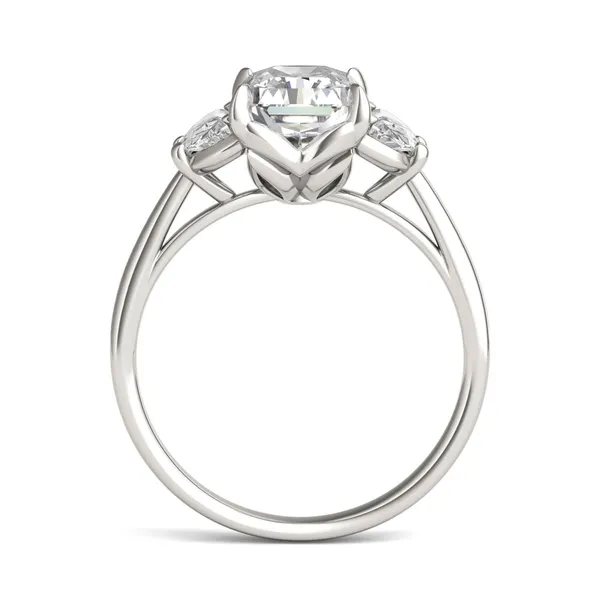 Radiant Signature Half Moon Three-Stone Engagement Ring