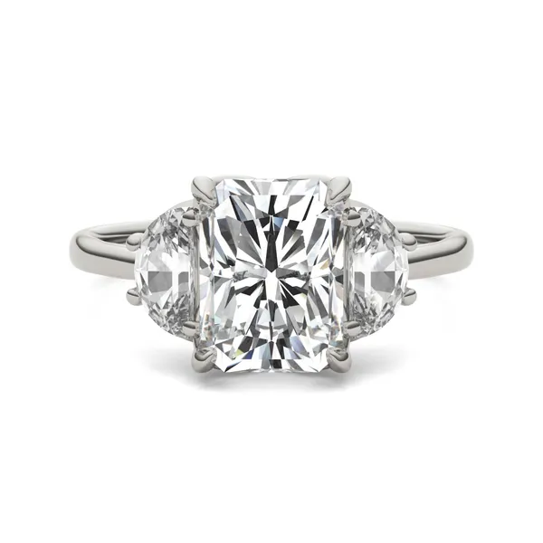 Radiant Signature Half Moon Three-Stone Engagement Ring