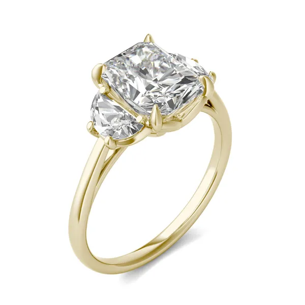 Radiant Signature Half Moon Three-Stone Engagement Ring