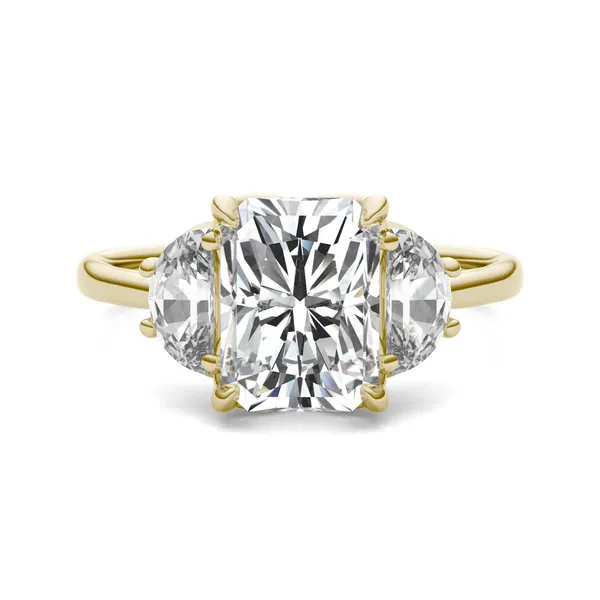 Radiant Signature Half Moon Three-Stone Engagement Ring