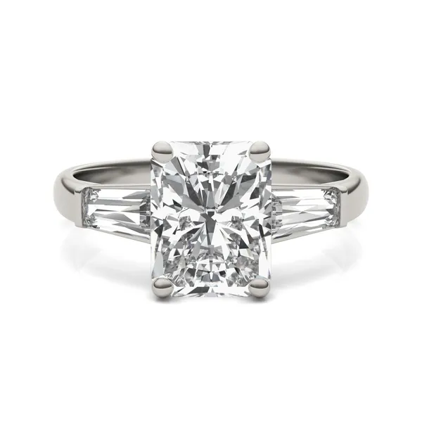 Radiant Signature Tapered Baguette Three-Stone Engagement Ring
