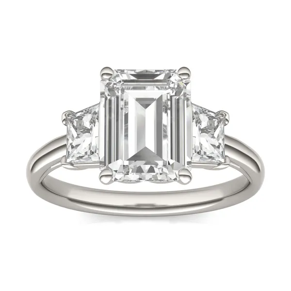 Emerald Signature Trapazoid Three-Stone Engagement Ring