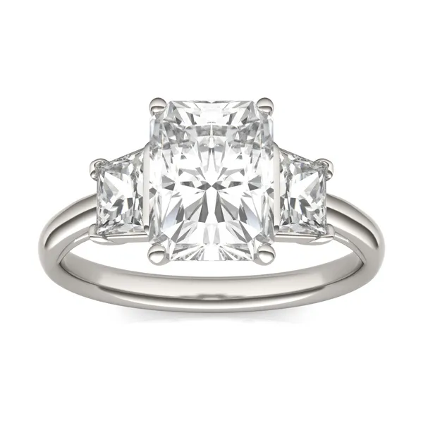 Radiant Signature Trapazoid Three-Stone Engagement Ring