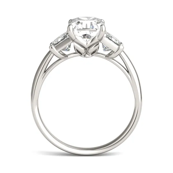 Radiant Signature Trapazoid Three-Stone Engagement Ring