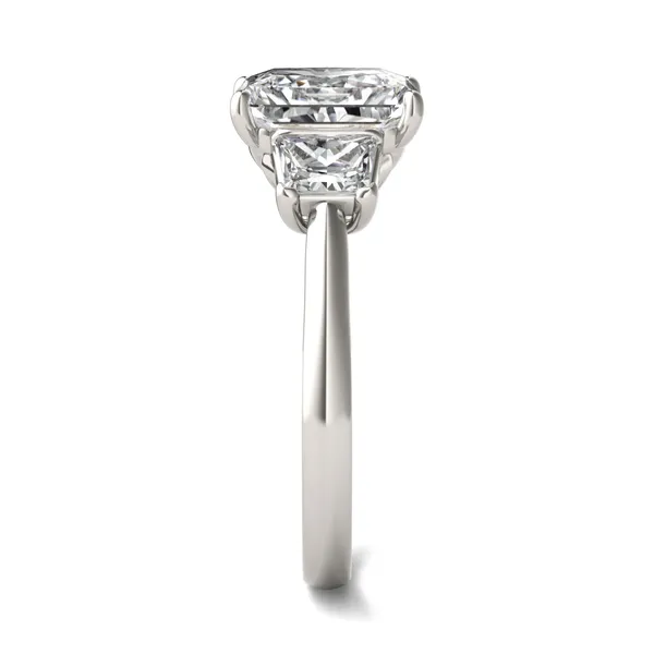 Radiant Signature Trapazoid Three-Stone Engagement Ring