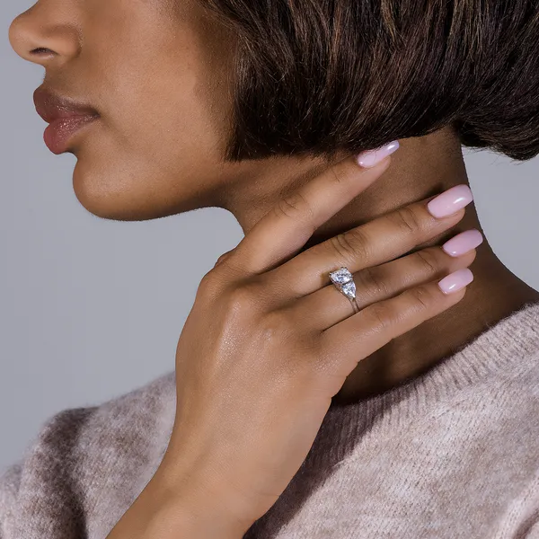 Cushion Traditional Trillion Three-Stone Engagement Ring