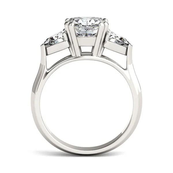 Cushion Traditional Trillion Three-Stone Engagement Ring