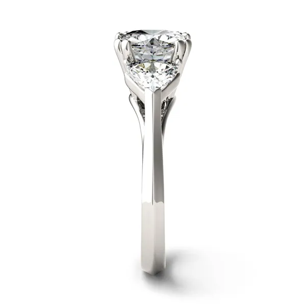 Cushion Traditional Trillion Three-Stone Engagement Ring