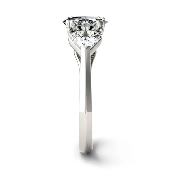 Ladies Sterling Silver Three Stone Ring Setting – Trillion Accented Oval