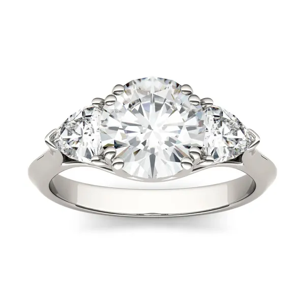 Round Brilliant Traditional Trillion Three-Stone Engagement Ring