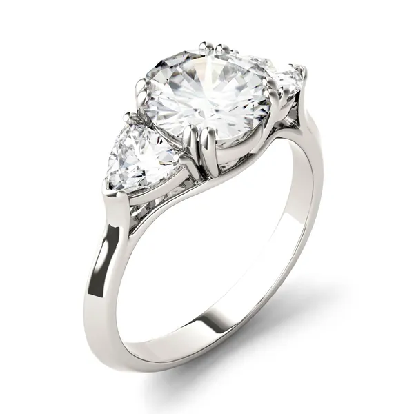 Round Brilliant Traditional Trillion Three-Stone Engagement Ring