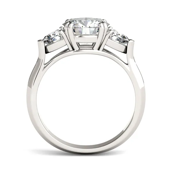 Round Brilliant Traditional Trillion Three-Stone Engagement Ring