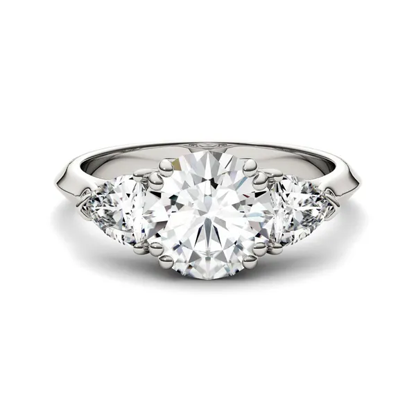 Round Brilliant Traditional Trillion Three-Stone Engagement Ring