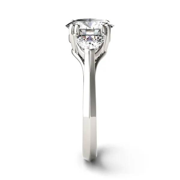 Round Brilliant Traditional Trillion Three-Stone Engagement Ring