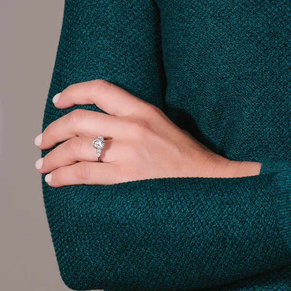 Oval Traditional Pear Three-Stone Engagement Ring