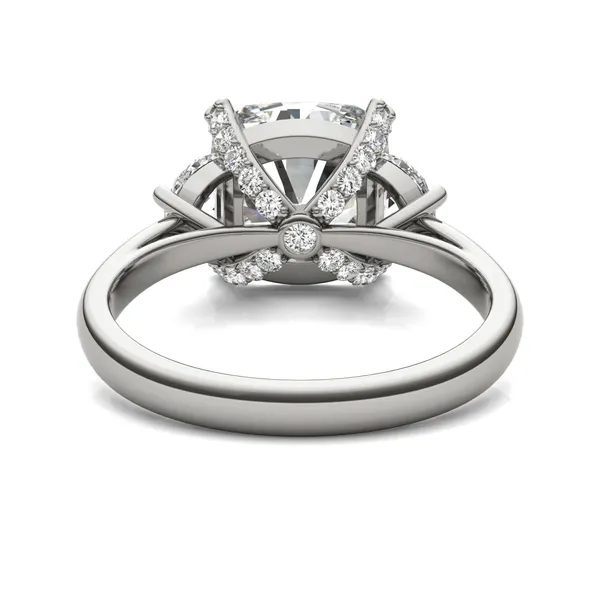 Cushion Hearts & Arrows Luxe Half Moon Three-Stone Engagement Ring