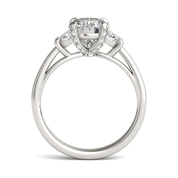 Oval Luxe Half Moon Three-Stone Engagement Ring