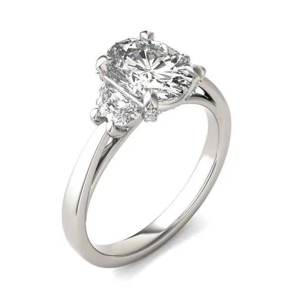 Oval Luxe Half Moon Three-Stone Engagement Ring