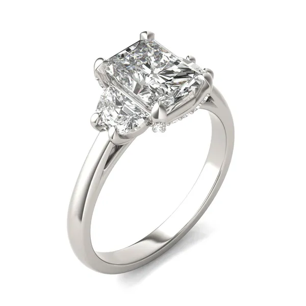 Radiant Luxe Half Moon Three-Stone Engagement Ring