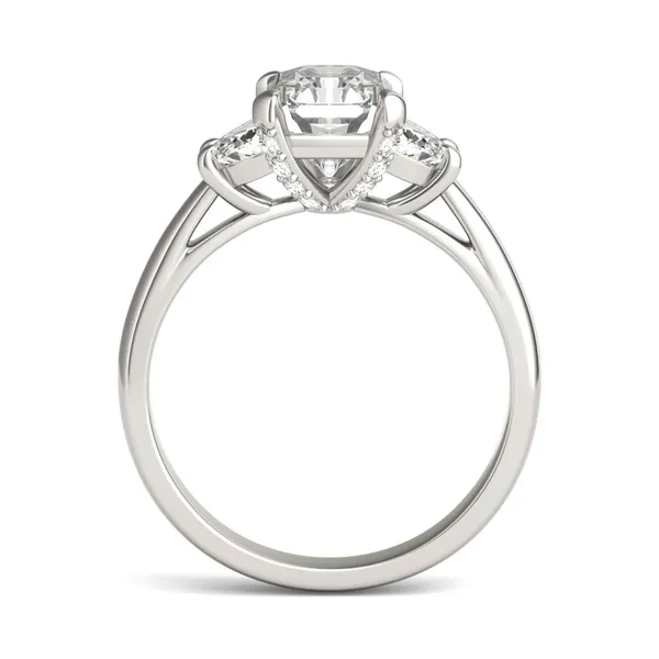 Radiant Luxe Half Moon Three-Stone Engagement Ring