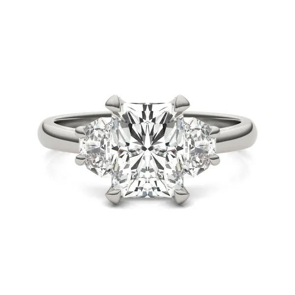 Radiant Luxe Half Moon Three-Stone Engagement Ring