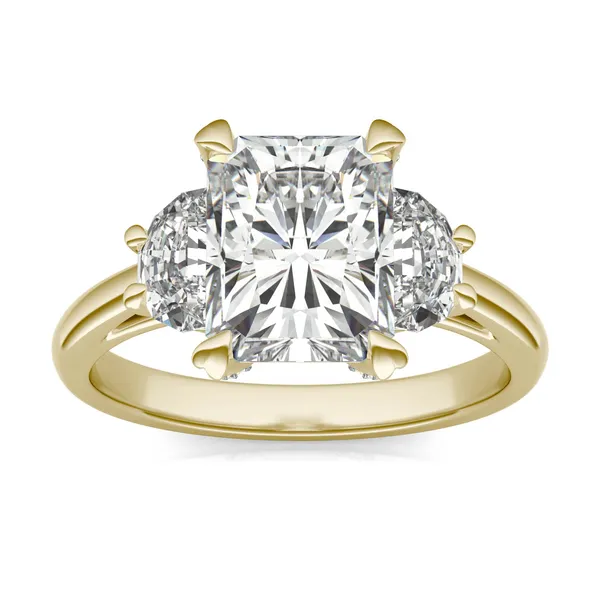 Radiant Luxe Half Moon Three-Stone Engagement Ring