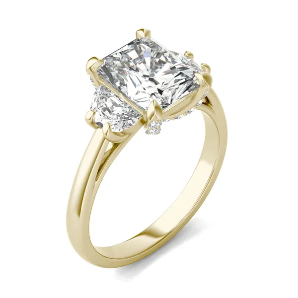 Radiant Luxe Half Moon Three-Stone Engagement Ring