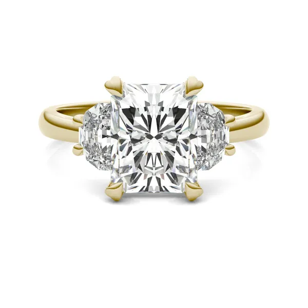 Radiant Luxe Half Moon Three-Stone Engagement Ring