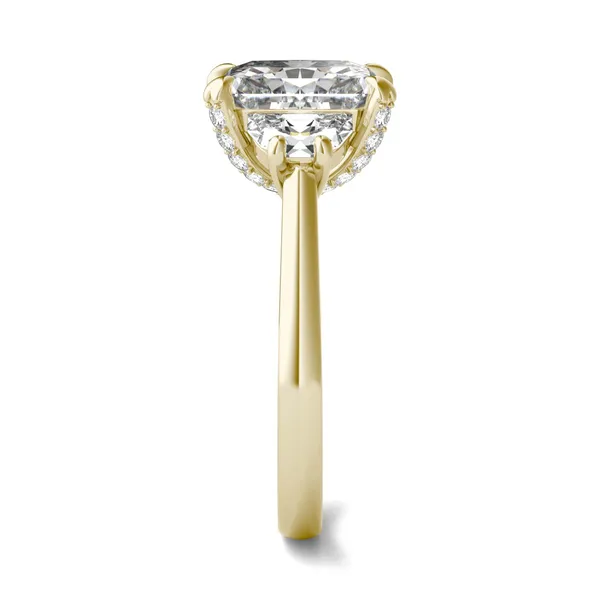 Radiant Luxe Half Moon Three-Stone Engagement Ring