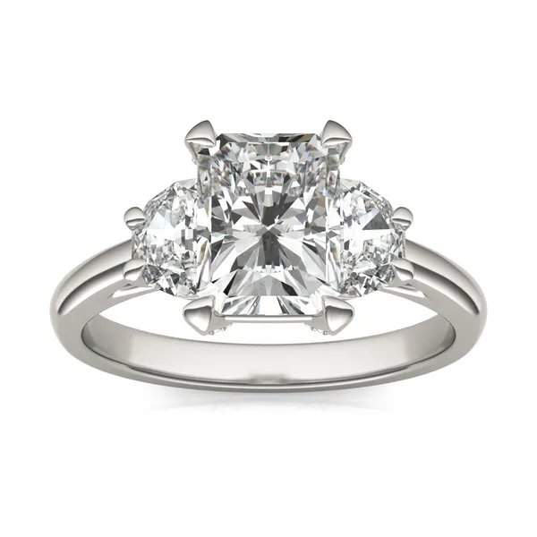 Radiant Luxe Half Moon Three-Stone Engagement Ring