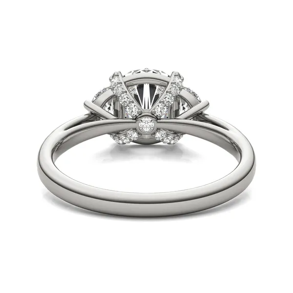 Round Hearts & Arrows Luxe Half Moon Three-Stone Engagement Ring