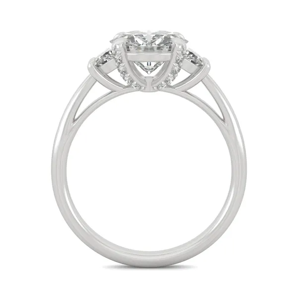 Round Hearts & Arrows Luxe Half Moon Three-Stone Engagement Ring