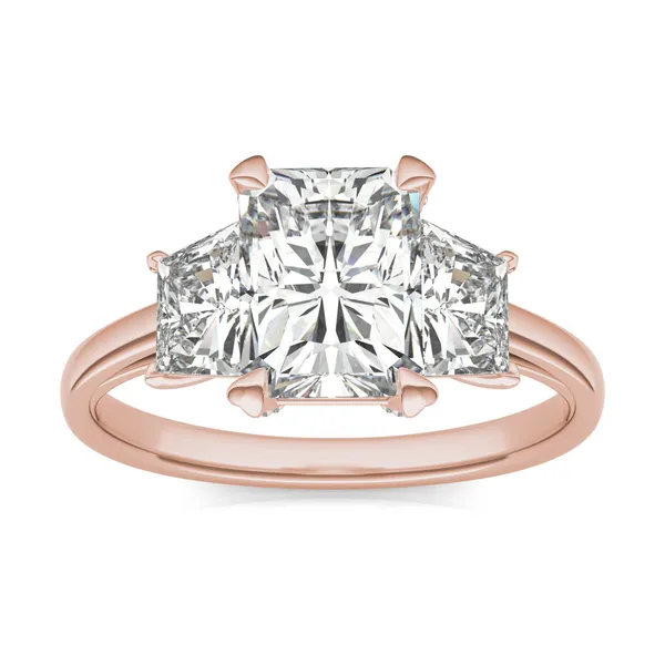 Radiant Luxe Trapezoid Three-Stone Engagement Ring