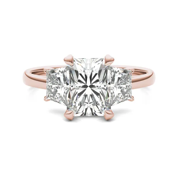 Radiant Luxe Trapezoid Three-Stone Engagement Ring