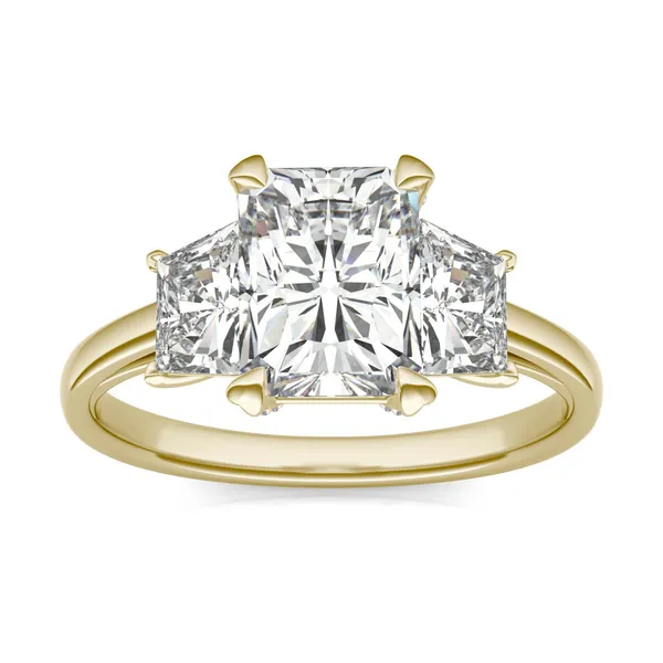 Radiant Luxe Trapezoid Three-Stone Engagement Ring